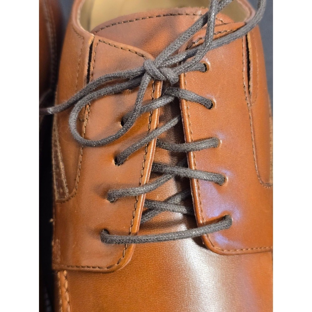 Johnston & Murphy McGrath Mens Italian Calfskin Leather Saddle Brown Oxfords NEW - Picture 8 of 16
